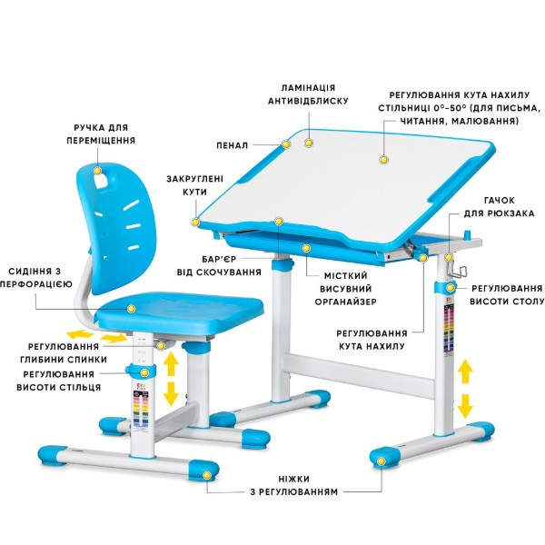 Фото - Комплект мебели школьный Evo-kids Evo-05 Ergo BL